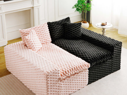 Multifunctional Sofa Pink Black, Fits 4 People