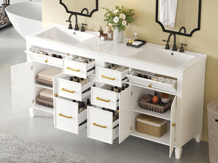 2 Piece Freestanding Bathroom Vanity Set With Sink Top, Reversible Dual Layout