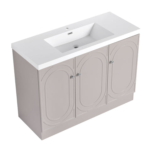 Contemporary Freestanding Bathroom Vanity With Resin Sink & Soft-Close Cabinet Doors