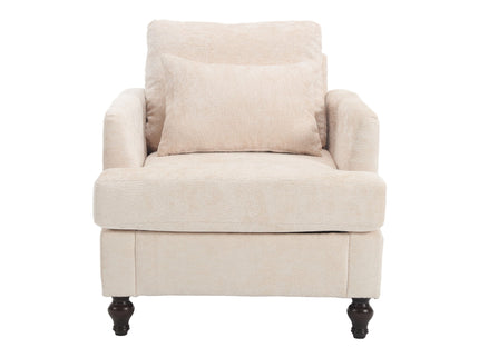 Modern Mid Century Wood Frame Armchair With Tufted Design