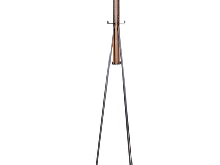 Reclaimed Wood And Metal Freestanding Coat Rack With Hooks Use In Bedroom, Living Room - Natural