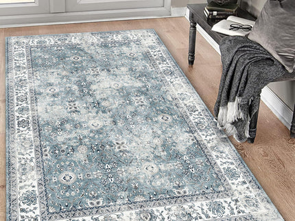 Toucan - 5' X 7' Washable Non - Slip Area Rug, Elegant Design - Silver