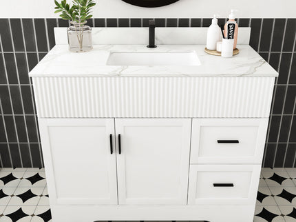 Bathroom Vanity Set, Fluted Cabinet, Soft Close Doors & Drawers - White