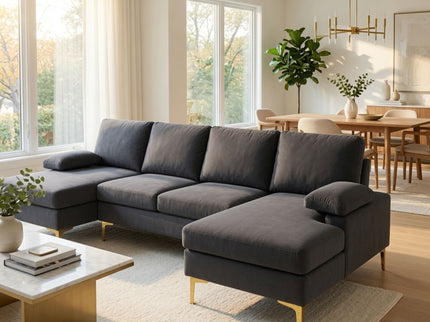 U - Shaped Sectional Sofa With Double Chaise