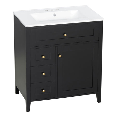 Bathroom Vanity With Sink, 3 Drawers And Adjustable Shelf, Freestanding Storage Unit