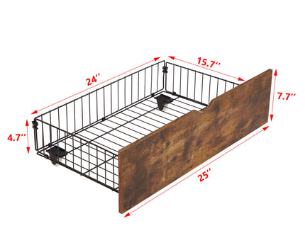 Modern Style Full Bed Drawers With Wheels Storage Solution - Brown / Black