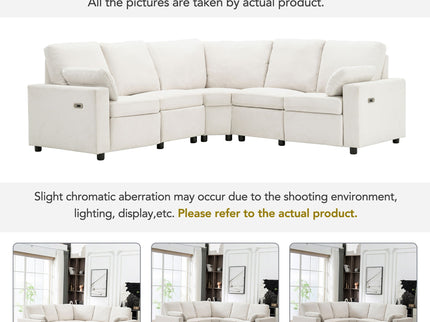 Power Recliner Sectional Sofa Home Theater Reclining Sofa With Two USB Ports, Two Storage Drawers For Living Room