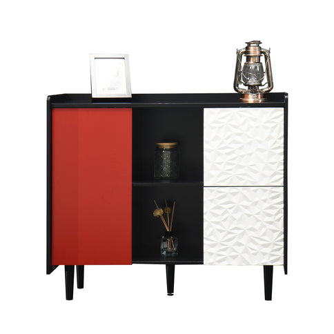 Modern Sideboard Buffet Cabinet With Doors And Unique Panel Styling