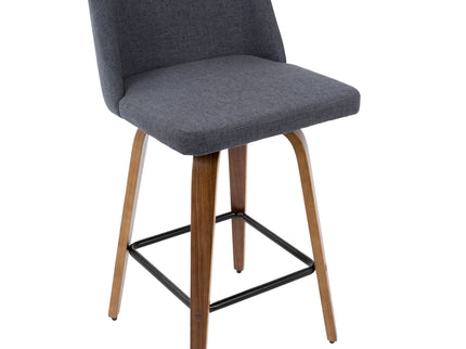 Toriano - Mid Century Modern Fixed Height Counter Stool & Square Footrest (Set of 2)