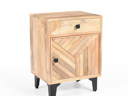 Solid Wood Vintage Nightstand With Handcrafted Detailing - Natural