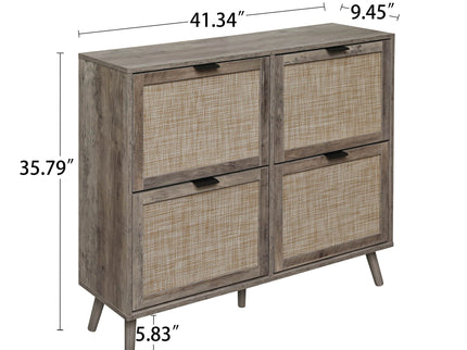 4 Door Shoe Rack, Freestanding Modern Shoe Storage Cabinet