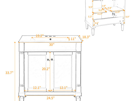 Bathroom Vanity Cabinet With Sink, Soft Close Doors, Storage Cabinet