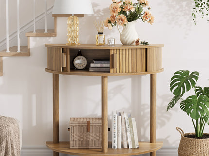 Half Moon Console Table For Living Room - Walnut
