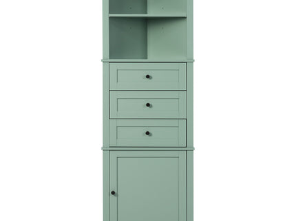 Tall Storage Cabinet With 3 Drawers And Adjustable Shelves For Bathroom