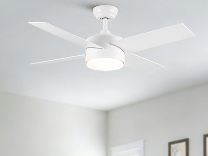 Ceiling Fan With Remote Control, Reversible DC Motor, 6 Speeds, 3 Dimmable LED, Quiet Timer For Indoor - White