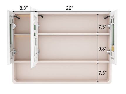 Aluminium Medicine Cabinet Mirror, With 3 Colors LED Light And Defogging Function - Khaki
