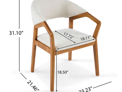 Indoor Upholstered Dining Armchair (Set of 2) - Beige / Teak