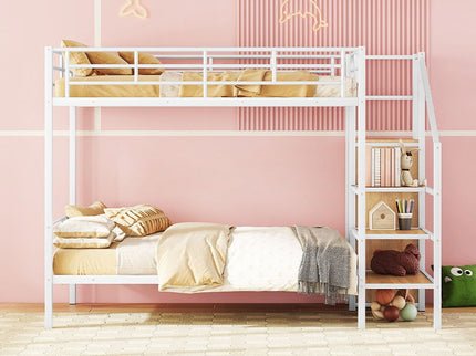 Bunk Bed With Lateral Storage Ladder And Wardrobe