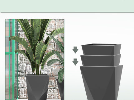 Outsunny - 18", 15.25", 11.75" Tall Planters (Set of 3), Indoor Outdoor Planters With Drainage Holes, Stackable Flower Pots For Garden, Patio, Balcony, Front Door - Gray
