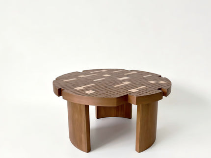 Round End Table For Living Room - Brown / Yellow
