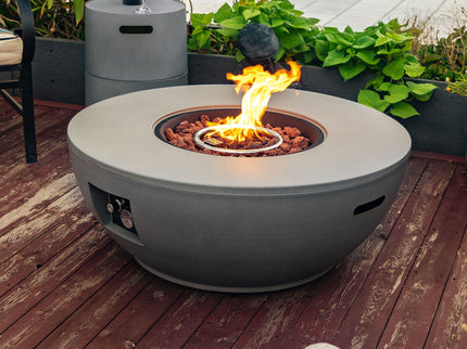 Propane Gas Fire Pit Table, 50000 Btu, Round With Tank Holder For Outside - Gray