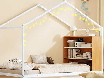 Bed House Frame With Shelves And Lights