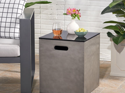 Modern Design Mgo Tank Holder Side Table With Ceramic Top - Black / Gray