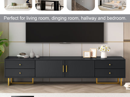 TV Media Console Table, TV Stand With Storage For Living Room - Black