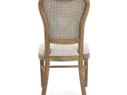 Classic Retro Dining Chair (Set of 2) With Rattan Backrest - Dark Brown / Beige