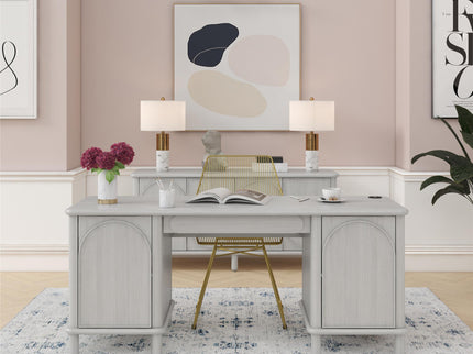Selena - Double Pedestal Desk - Rustic White