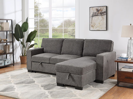 Estelle - Fabric Reversible Sleeper Sectional With Storage Chaise Drop-Down Table 2 Cup Holders And 2 USB Ports