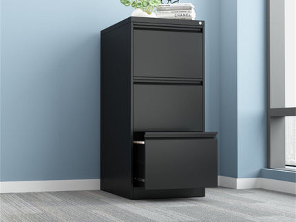 Durable Metal 3 Drawer File Cabinet With Lock For Office Storage