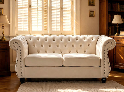 Chesterfield Button Tufted Loveseat With Rolled Arms