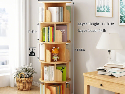 5 Tier Rotating Bookshelf, Spinning Design