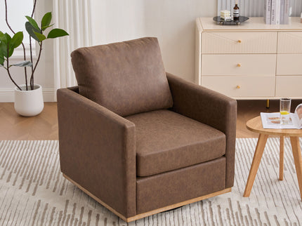 Modern Upholstered Square Swivel Accent Chair With 360 Degree Rotation