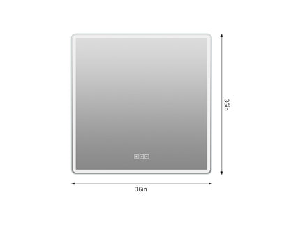 36 X 36 LED Bathroom Mirror With Dimmable Frosted Light Band, 3 Color Temperatures, Anti Fog, Memory & Auto Off - Silver