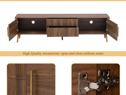 TV Stand With 2 Drawers, Media Console Table For TVs Up To 80'' For Living Room - Walnut