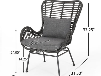 Modern Aesthetic Outdoor Rattan Accent Chair With Metal Legs