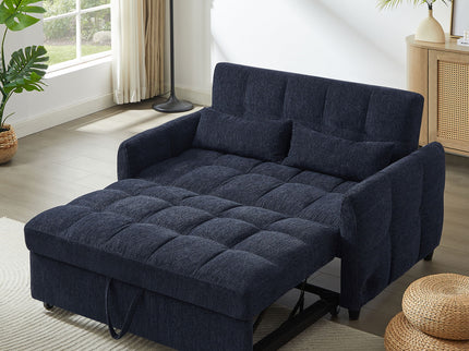Loveseat Sofa Pull-Out Bed With Adjustable Backrest, 3 USB Ports And 2 Lumbar Pillows For Living Room