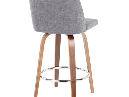 Toriano - Mid-Century Modern Fixed Height Counter Stool With Round Footrest (Set of 2)