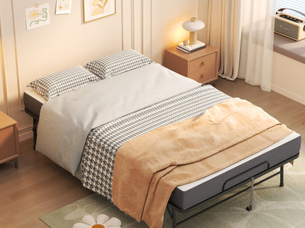 Twin Wide Folding Bed For Tall People, Extra Long & Wide Rollaway With Memory Foam, Heavy-Duty - Black