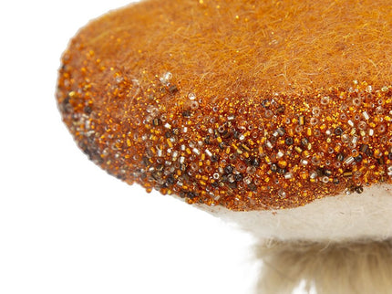Mushroom Holiday Ornament, For Harvest Festival Fall Festival & Thanksgiving Table Decorations (Set of 2) - Beige / Orange