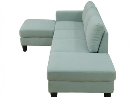 L - Shaped Sectional Sofa With Left Chaise & Ottoman - Pale Green