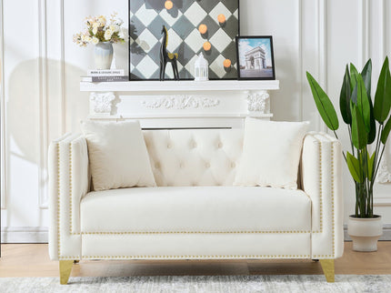 Deep Seat Sofa With Button Nailhead, Square Arm Couches