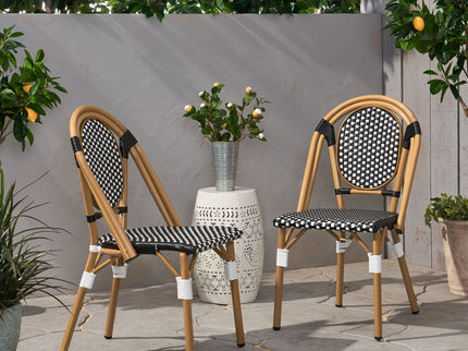 Outdoor Rattan And Aluminum French Bistro Chair Set