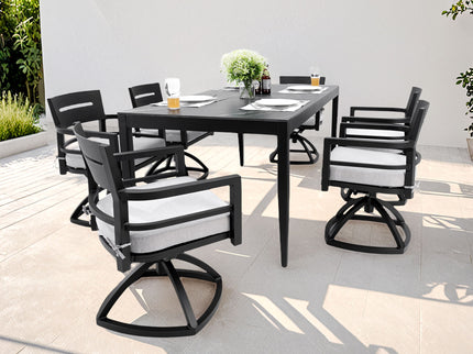 Modern Outdoor Patio Dining Set With Table And Chairs With Sunbrella Cushions