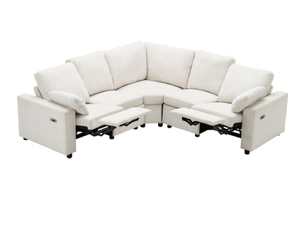 Power Recliner Sectional Sofa Home Theater Reclining Sofa With Two USB Ports, Two Storage Drawers For Living Room