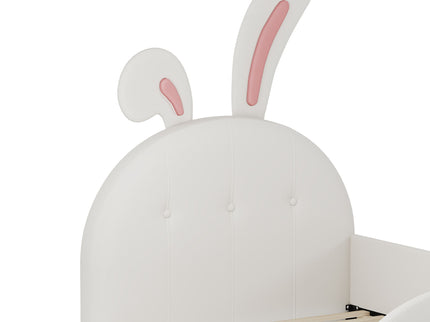 Upholstered Rabbit-Shape Princess Bed With Headboard And Footboard