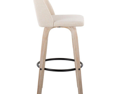 Toriano - Mid-Century Modern Fixed Height BarStool With Round Footrest (Set of 2)