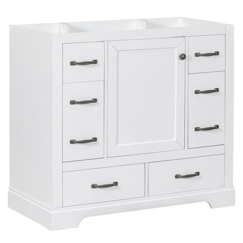 Modern Bathroom Vanity Base Only, 6 Drawer Storage With Adjustable Shelf